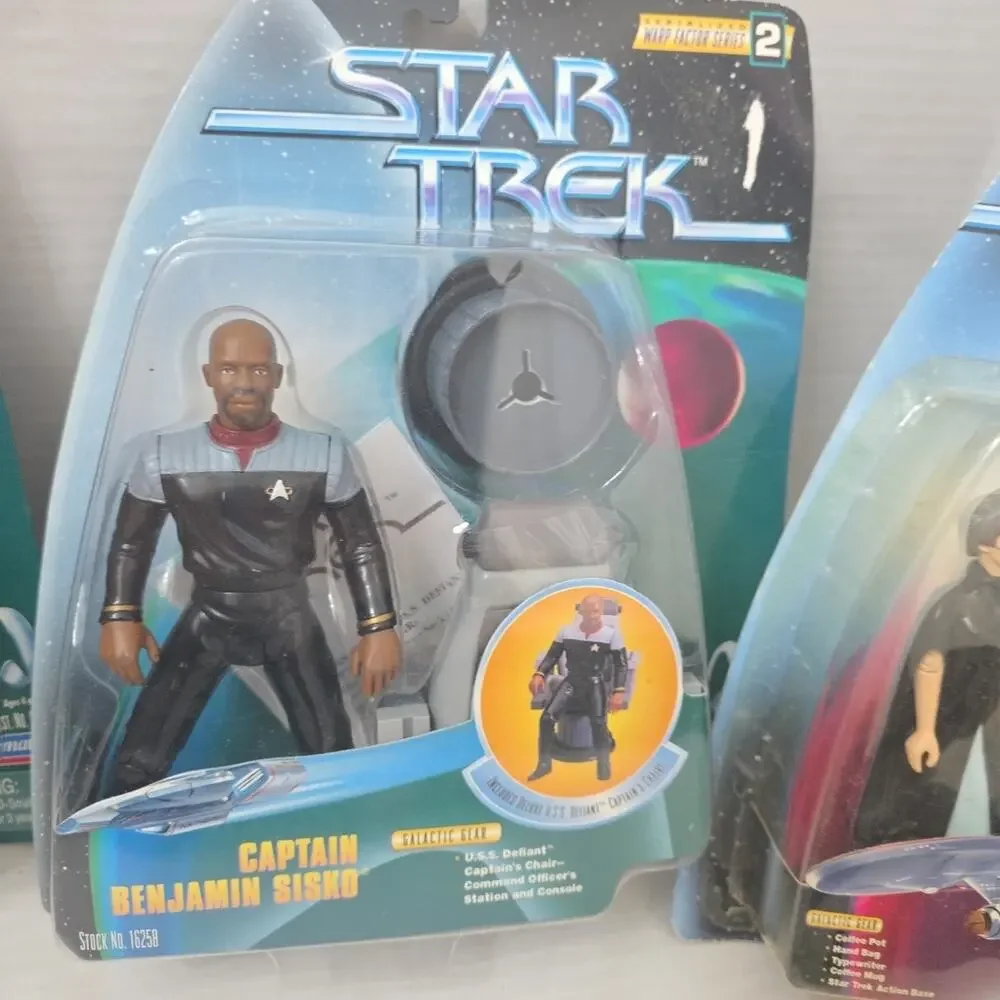 Lot Of 3 Star Trek DS9 Warp Factor Figures Cap Benjamin Sisko, Chief O'Brien